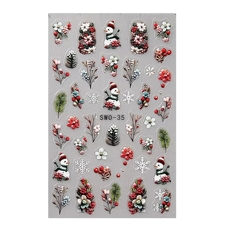 Christmas Cartoon Embossed Nail Art Stickers - 7