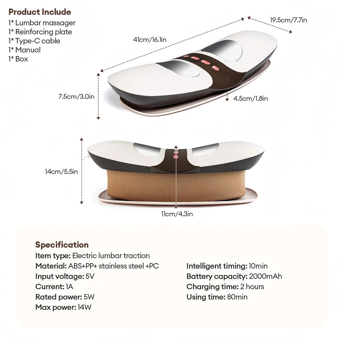 Electric Back Stretcher and Lumbar Support Massager