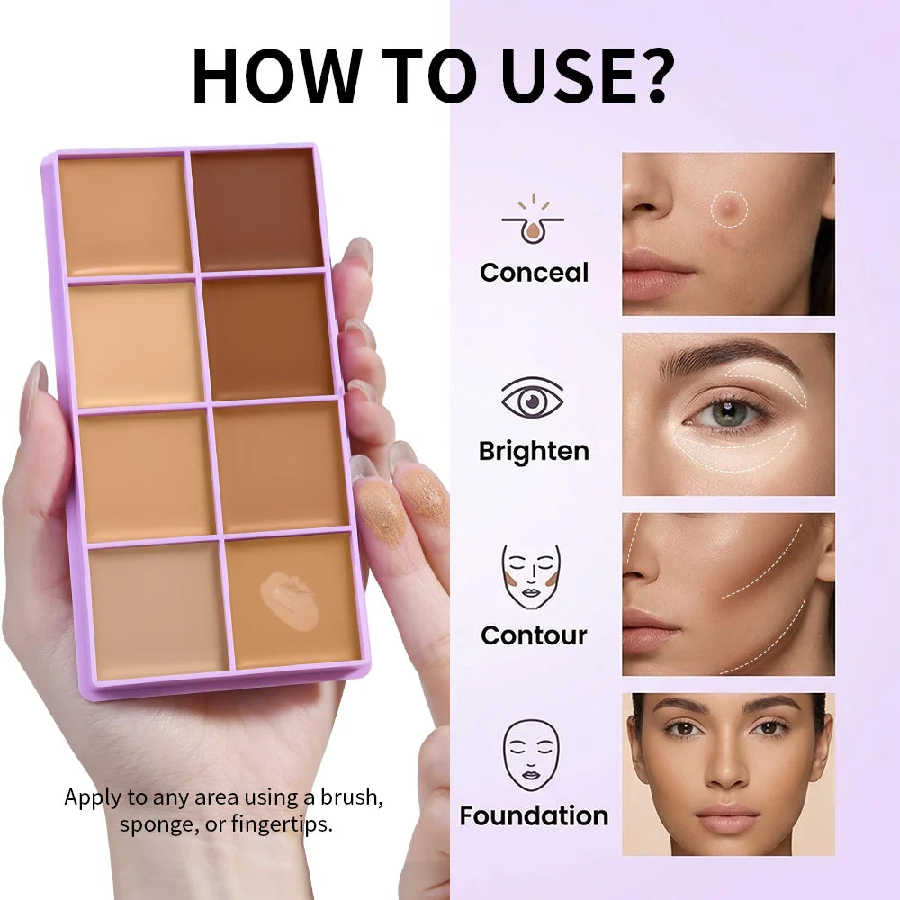 8-Color Cream Concealer and Contour Palette for Full Face Makeup - 19