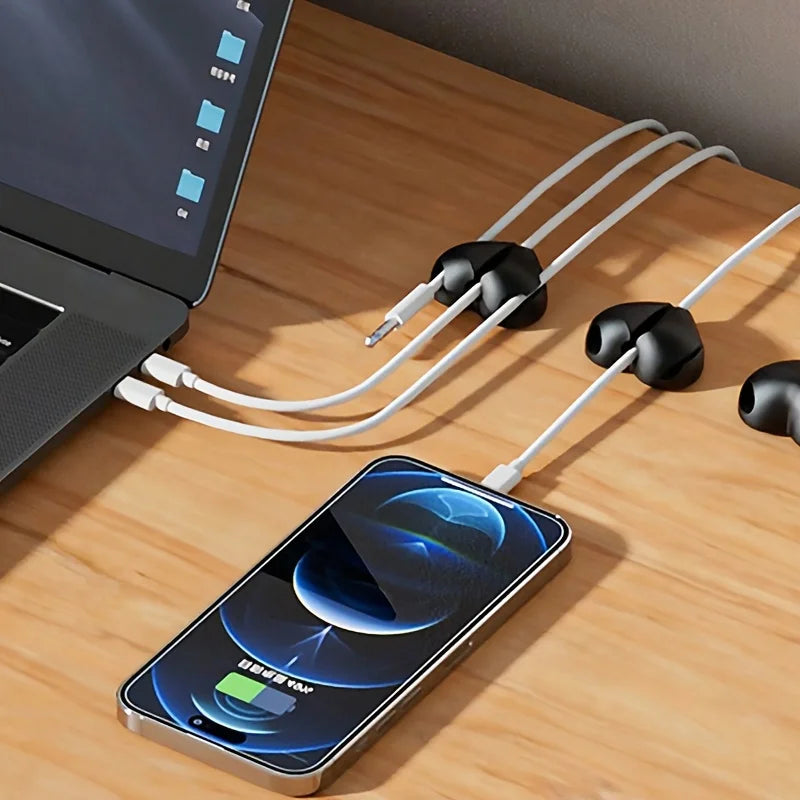 Heart-Shaped Self-Adhesive Cable Organizer for Desks - 5
