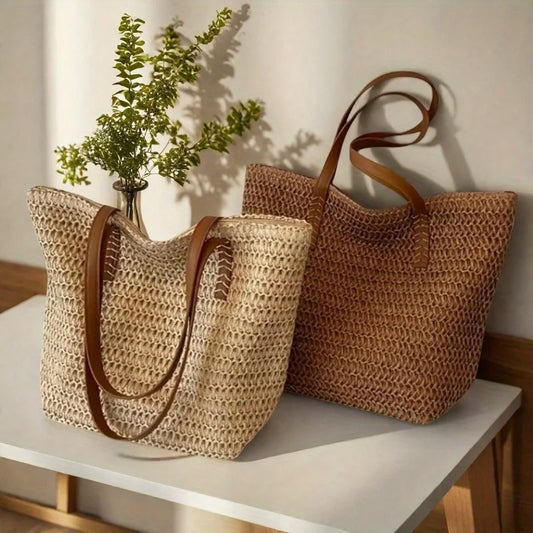 Large Capacity Woven Tote Bag for Travel and Beach