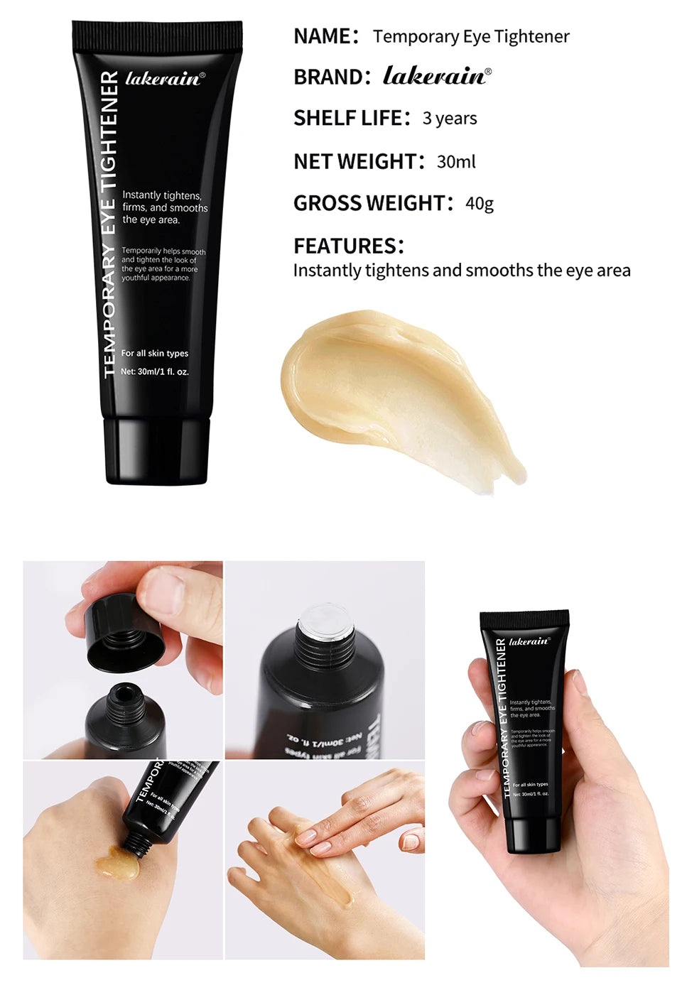 Instant Temporary Eye Tightening and Smoothing Cream