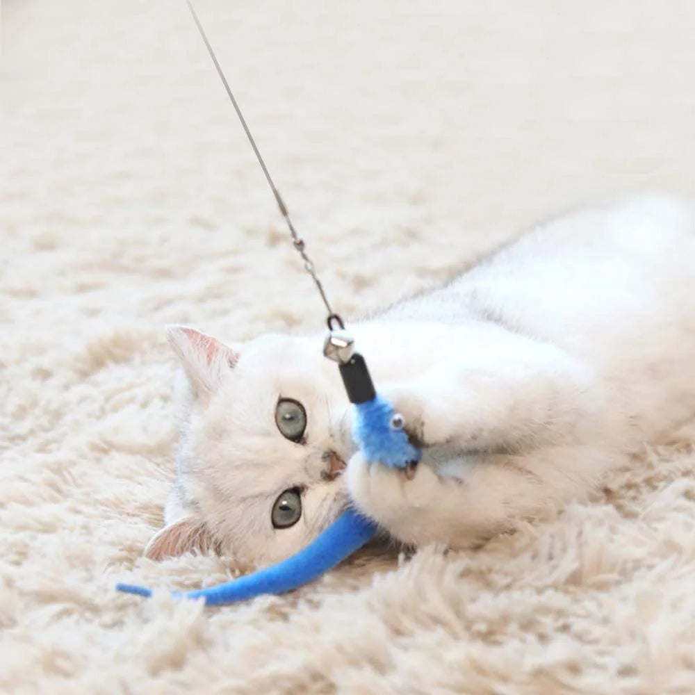 Interactive Plush Worm Cat Teaser Toy with Bell