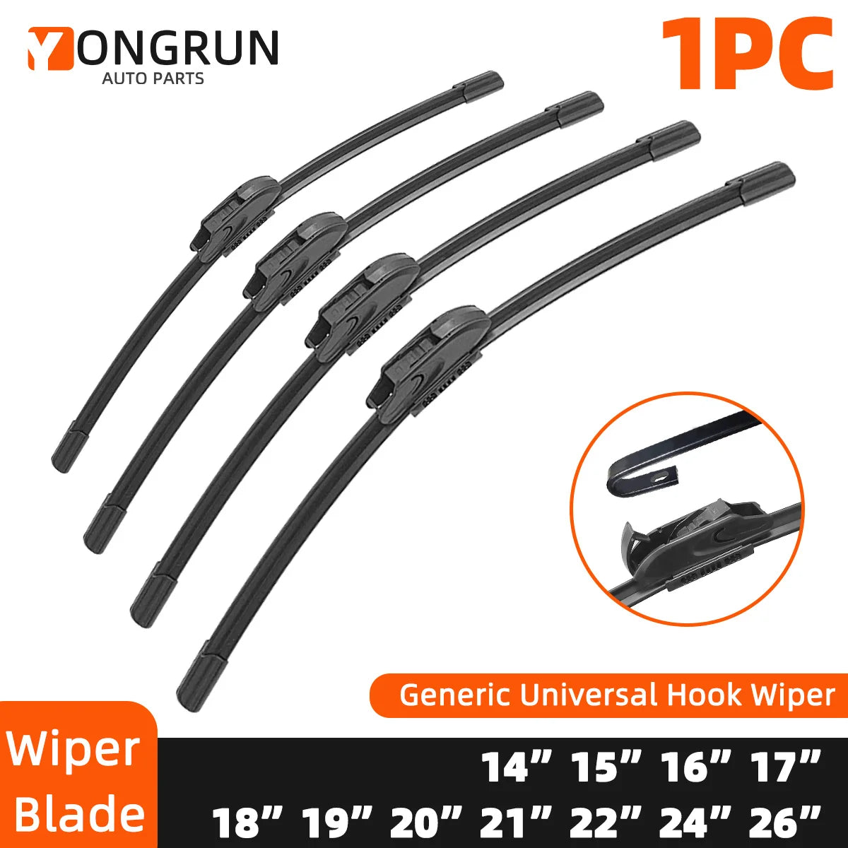 Universal J-Hook Car Windshield Wiper Blade - 1