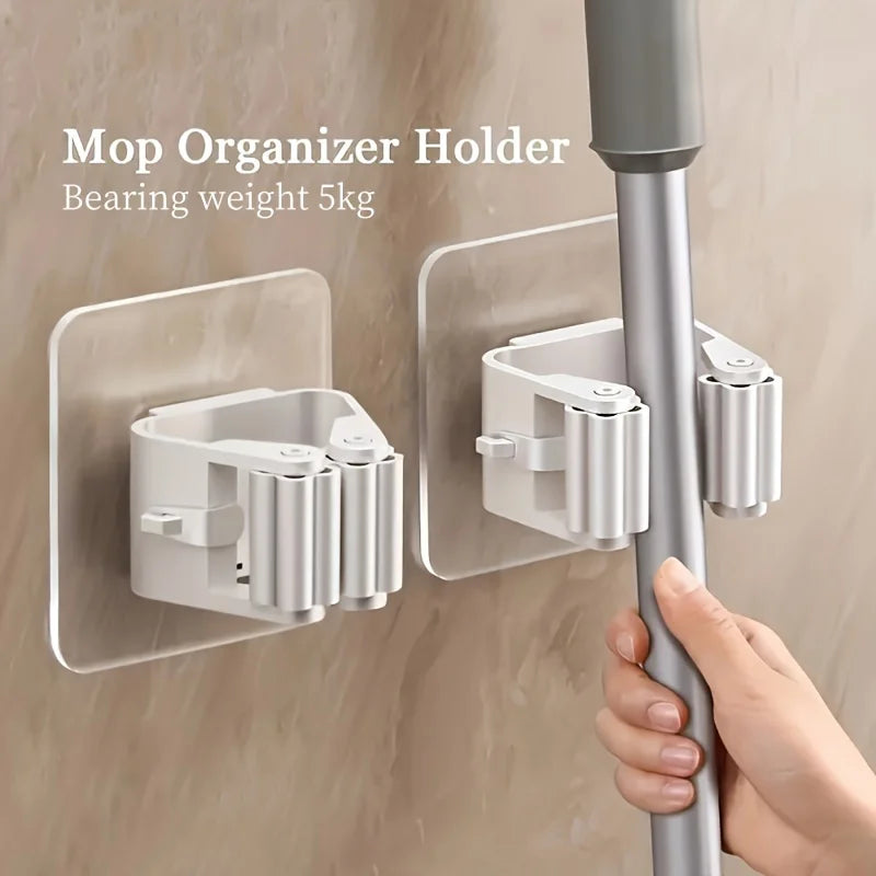 Adhesive Wall-Mounted Mop and Broom Holder - 4