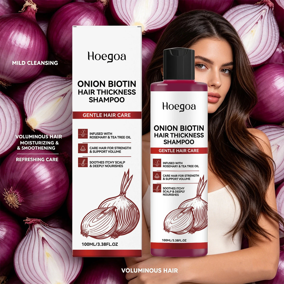 Onion Biotin Volumizing Shampoo for Hair Growth and Scalp Care