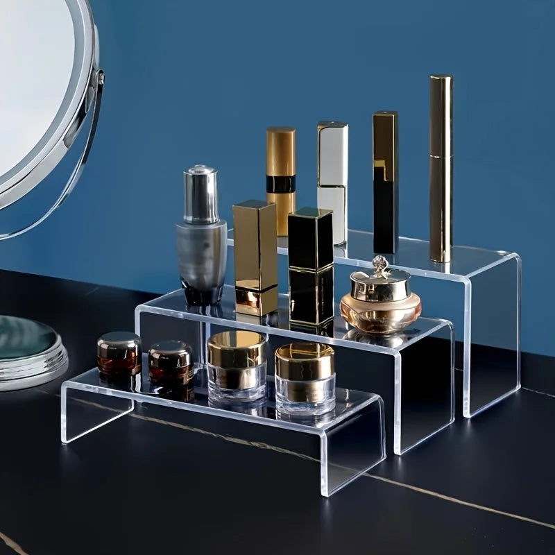 Clear Acrylic U-Shaped Display Riser for Collectibles and Makeup