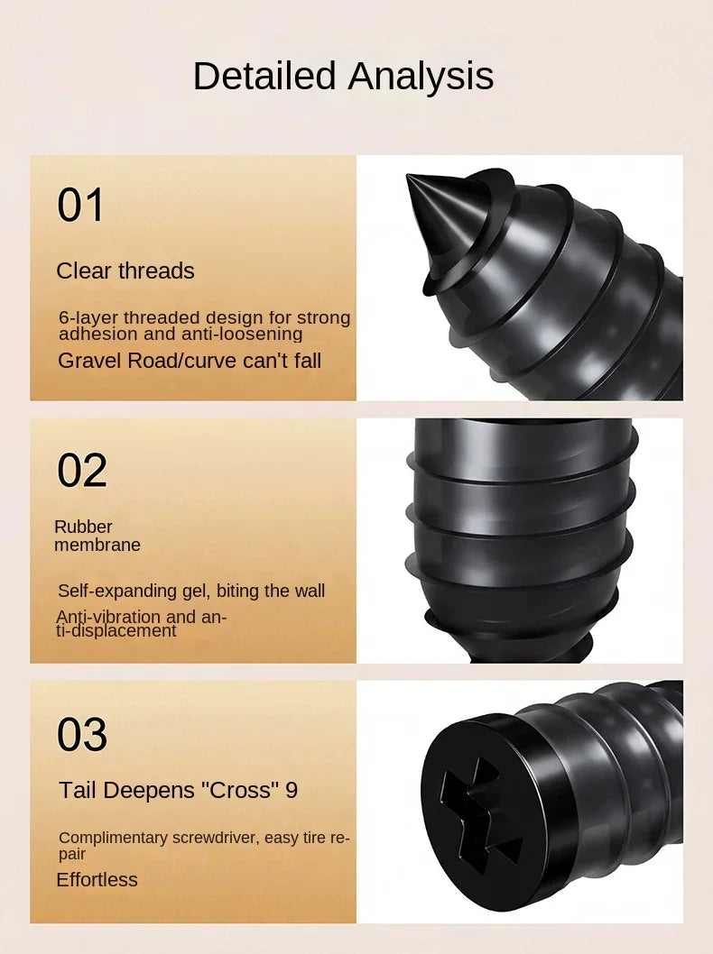 Universal Tire Repair Rubber Nails Puncture Patch Kit for Vehicles