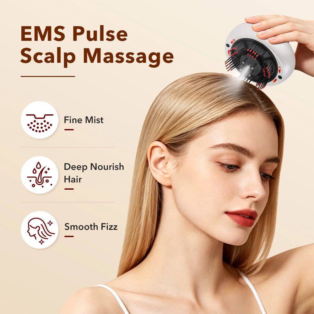 Electric Scalp Massager with Red Light Therapy and Oil Applicator