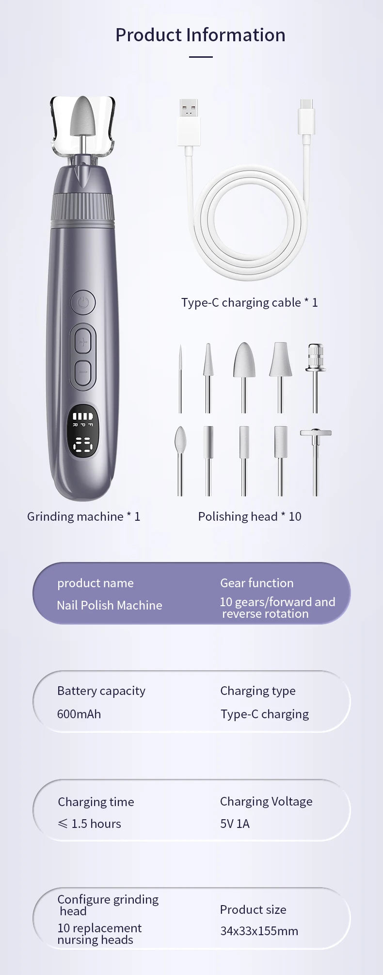 Electric Cordless Manicure and Pedicure Nail Drill Set