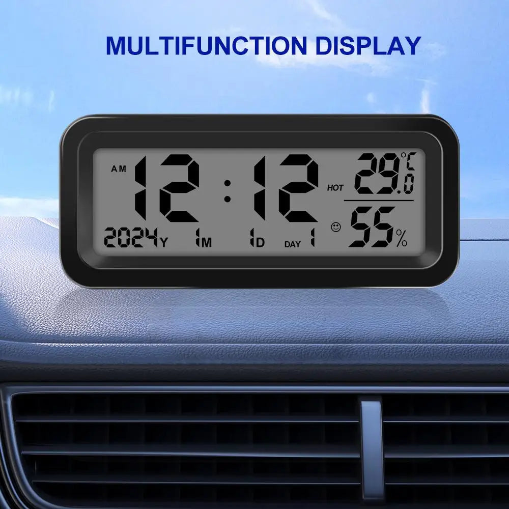 Solar Powered Digital Car Dashboard Clock with Temperature and Humidity - 11