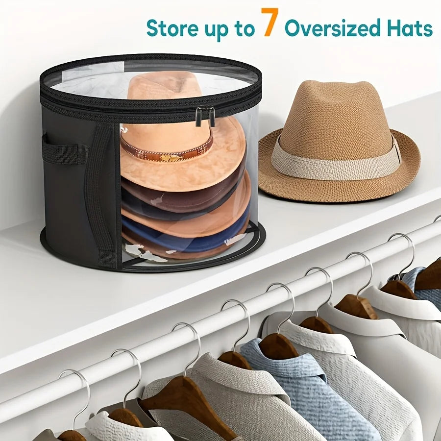 Extra-Large Foldable Hat Storage Box with Clear Viewing Window - 10