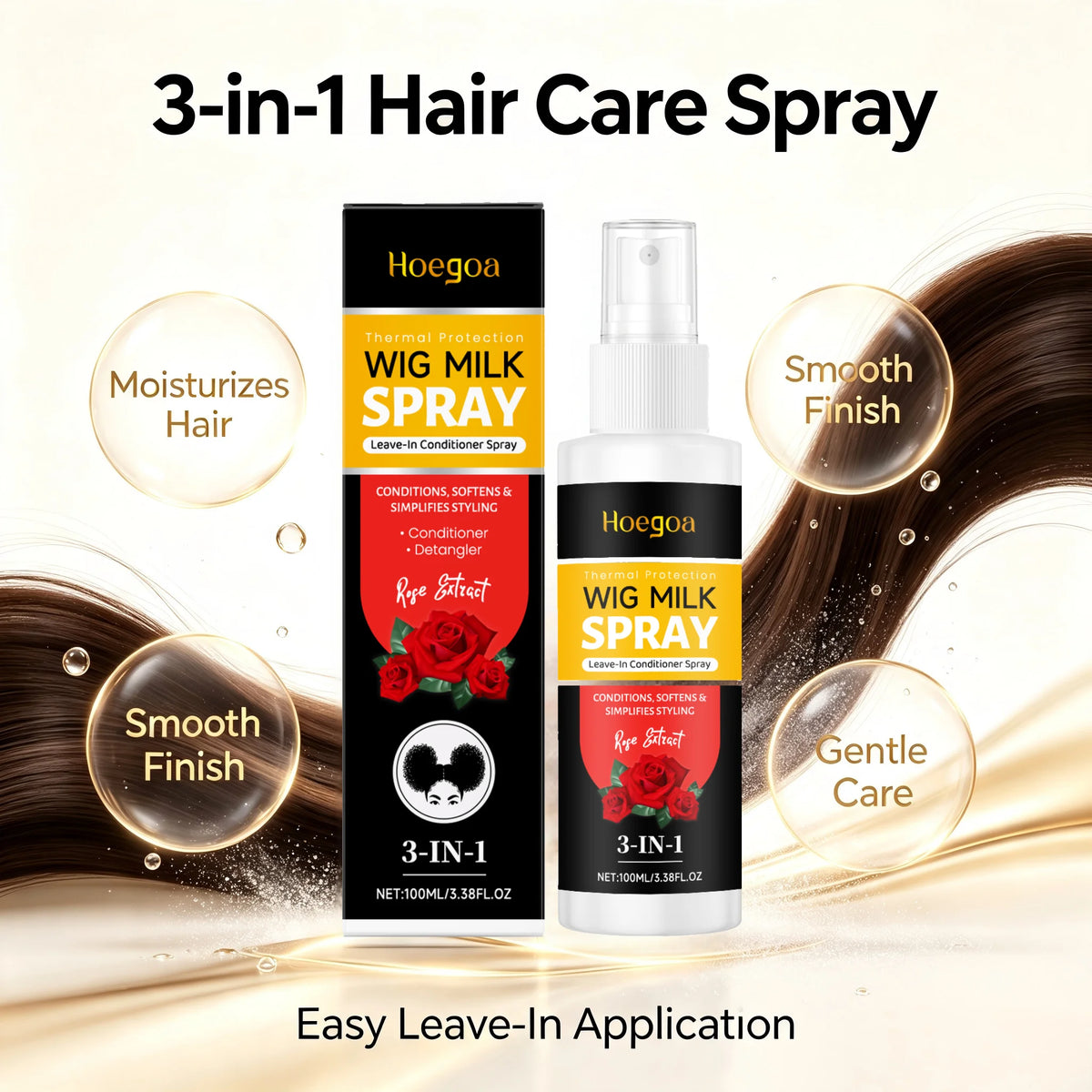 3-in-1 Rose Wig Conditioning and Detangling Spray