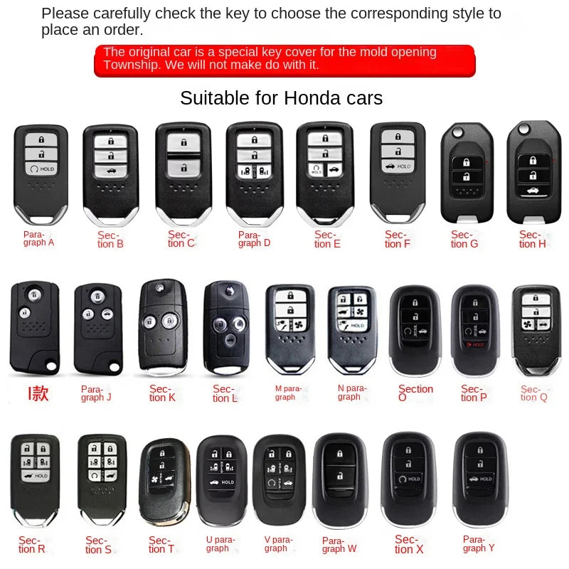 Protective Galvanized Alloy Car Key Case Cover for Honda - 2