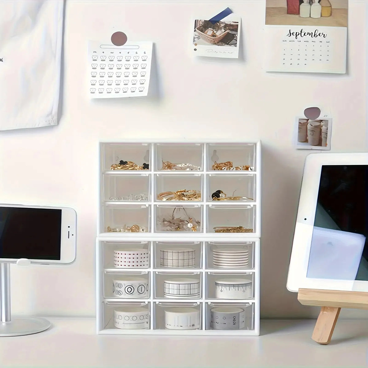 9-Drawer Stackable Desktop Organizer for Makeup and Crafts