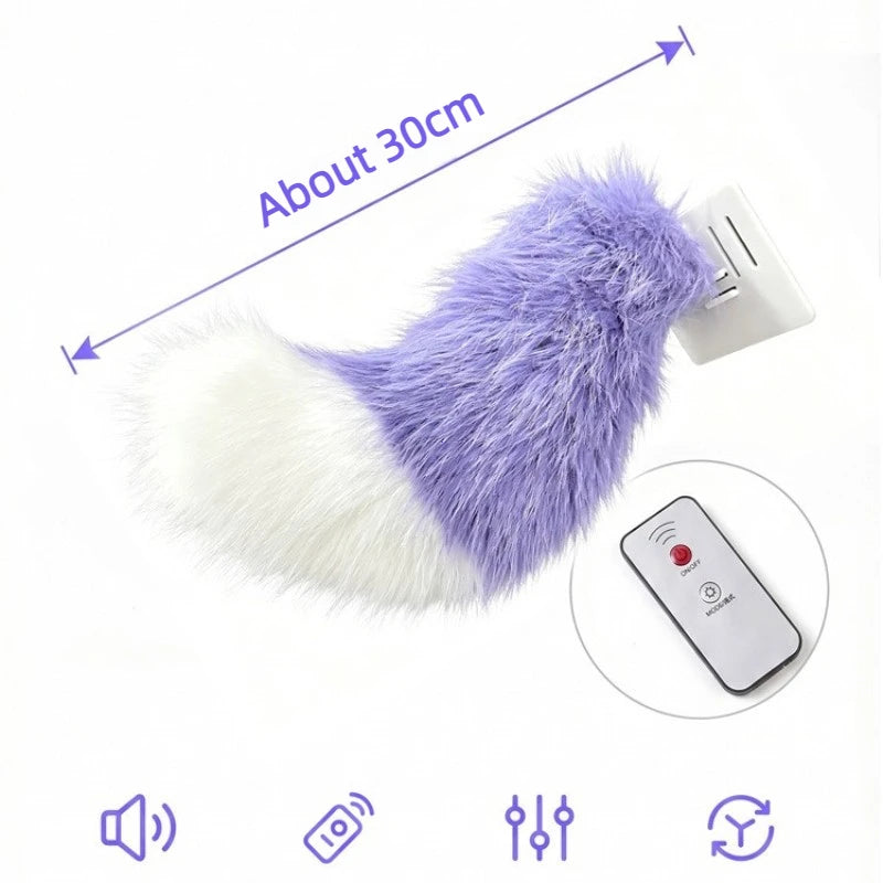Electric Wagging Tail Car Ornament Remote Control Plush Auto Accessory - 5