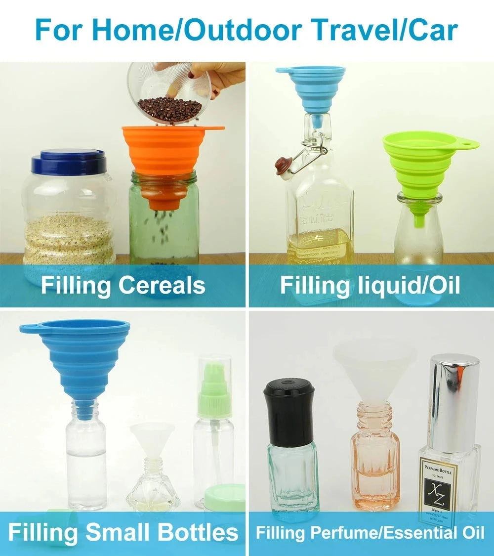 Collapsible Silicone Automotive Fluid Funnel