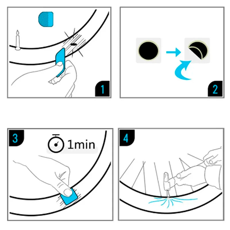 Glue-Free Bicycle Tire Repair Patches Kit - 5