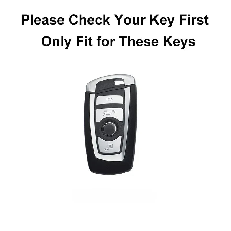 Premium Metal and Leather Car Key Case Cover for BMW