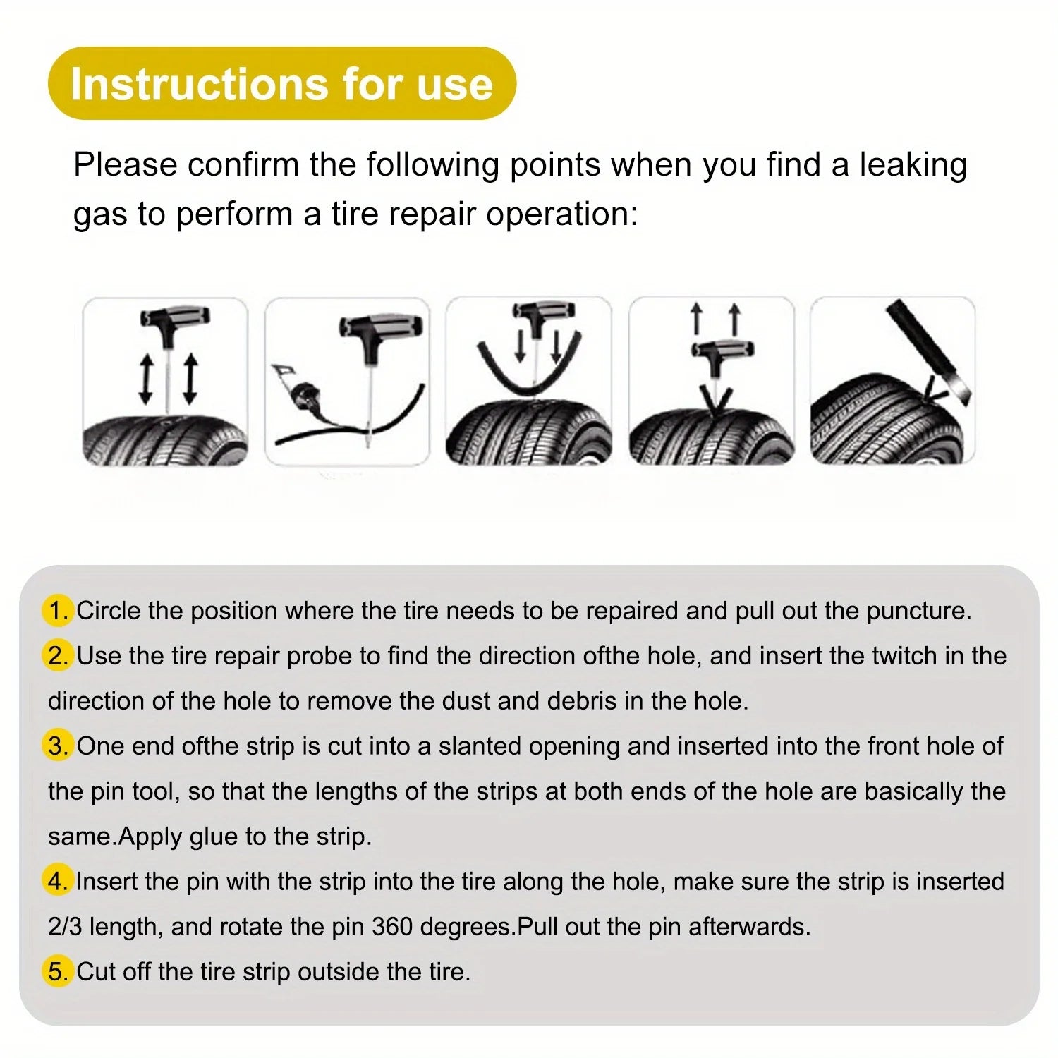 Emergency Universal Tire Puncture Repair Kit for Vehicles - 6