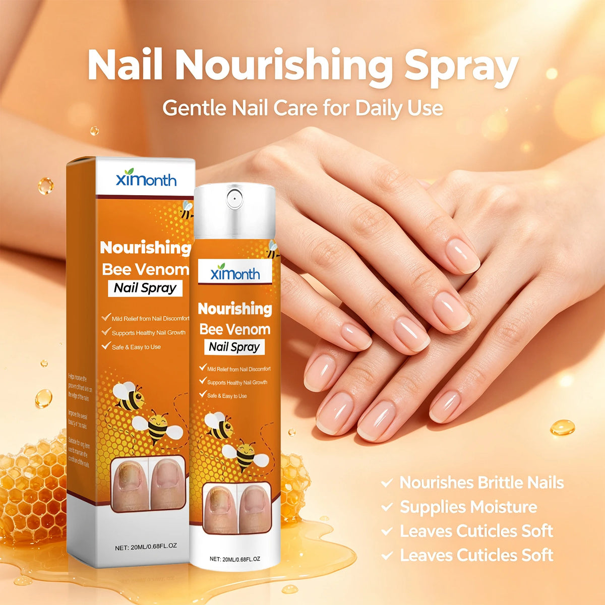 Bee Venom Nourishing Nail Spray for Brittle and Discolored Nails