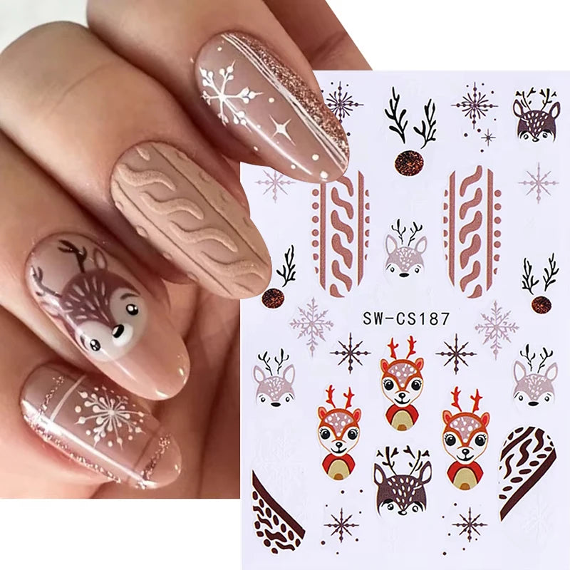 3D Christmas Cartoon Self-Adhesive Nail Art Decal Stickers - 9
