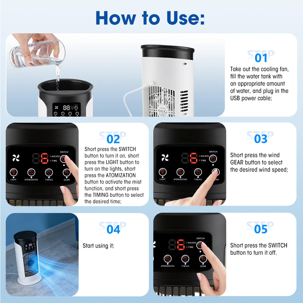 Portable USB Desktop Air Cooling Fan with Humidifier