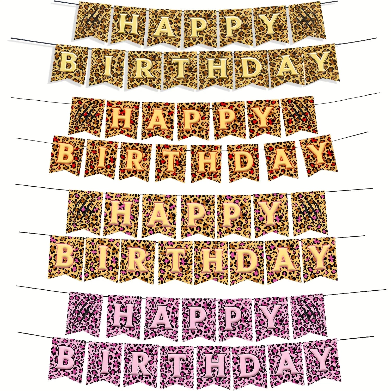 Leopard Print Happy Birthday Party Banner Decoration Set - 1