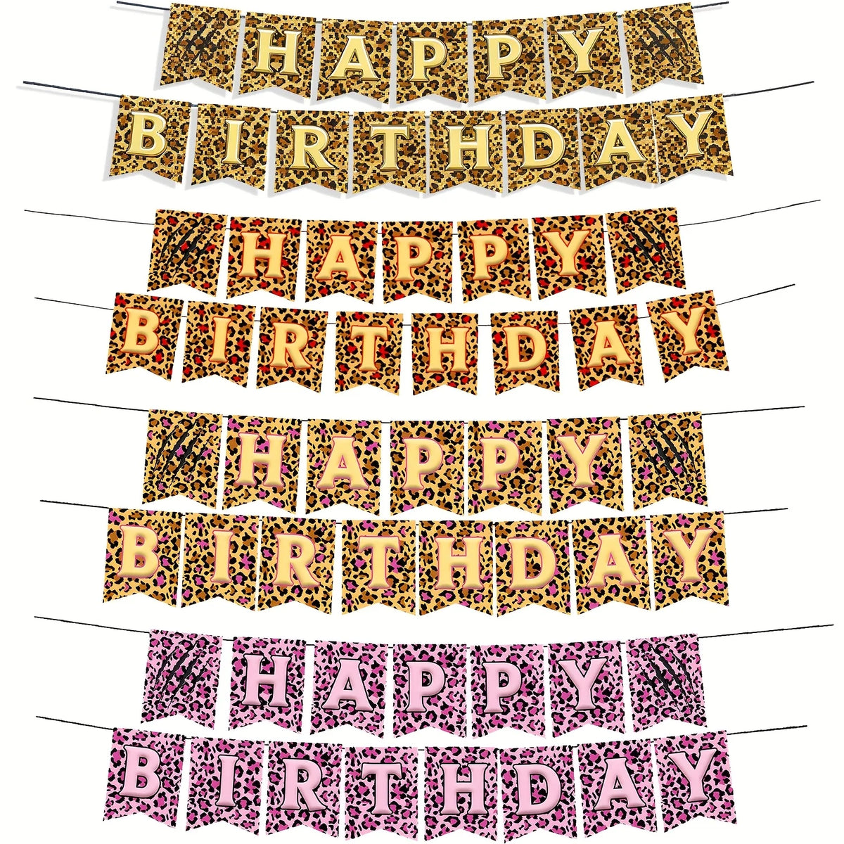 Leopard Print Happy Birthday Party Banner Decoration Set