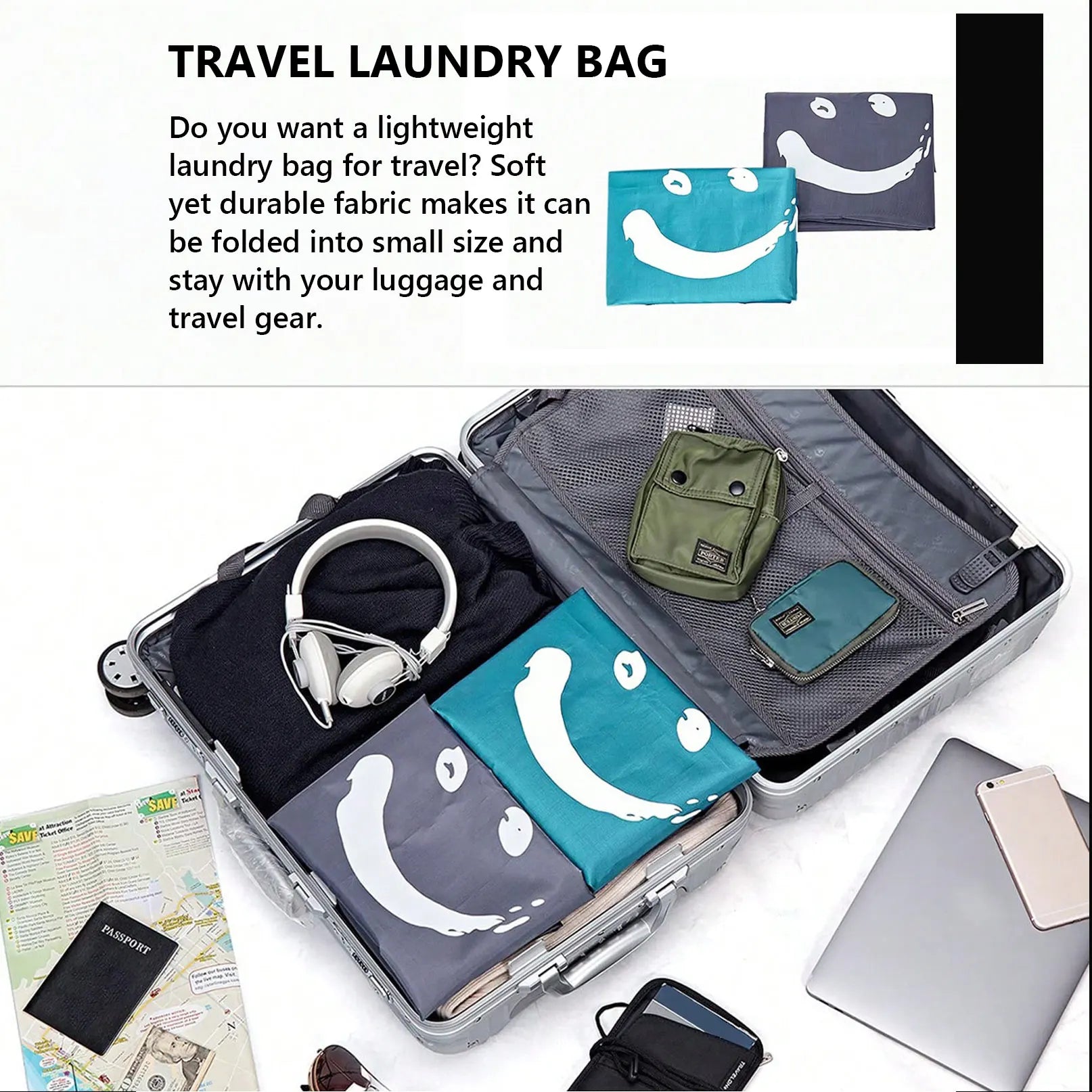 Large Travel Drawstring Laundry Bag - 3