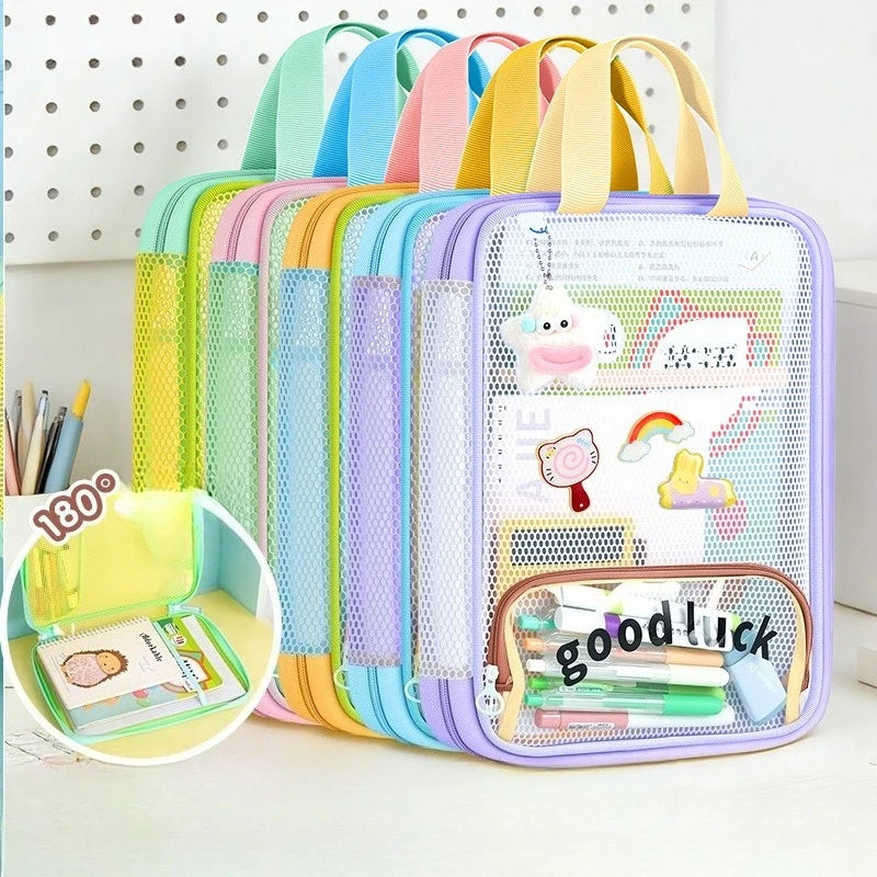 3-Layer Large Capacity Transparent Mesh Student Tote Bag - 7