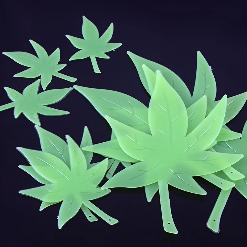 10pcs Luminous Maple Leaf Wall Stickers Glow in the Dark Home Decor