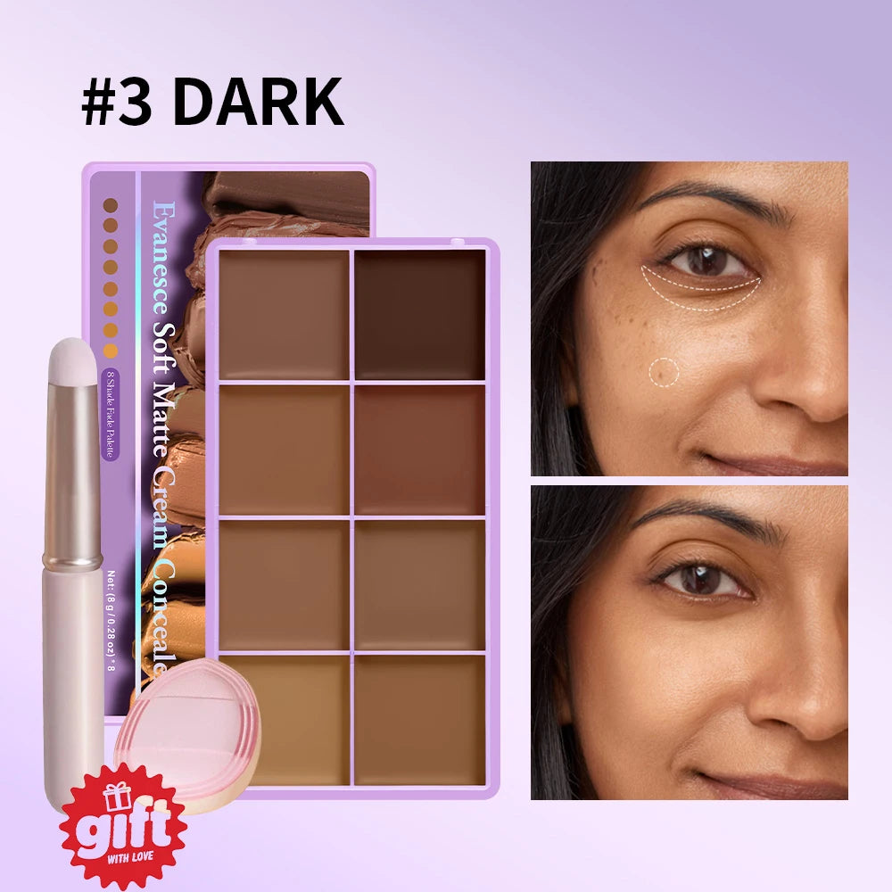 8-Shade Cream Concealer and Contouring Palette Set