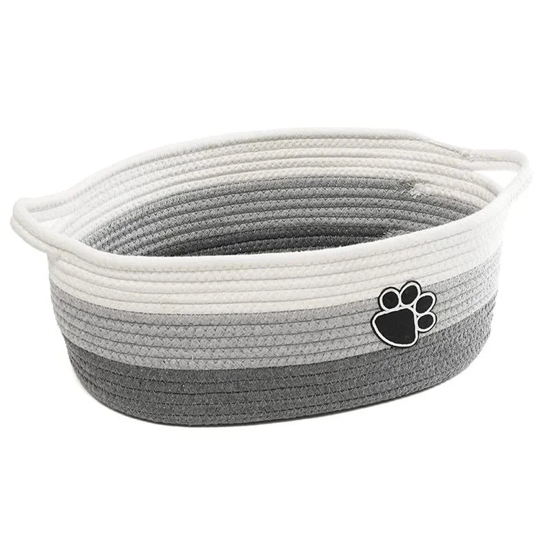 Woven Pet Toy Storage Basket with Handles