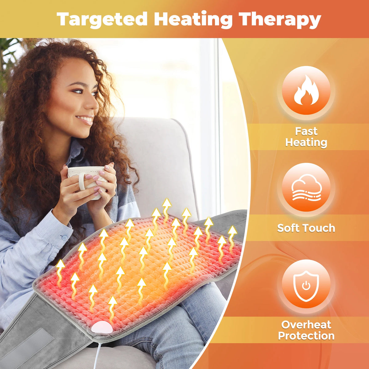 Electric Heated Lumbar Support Back Belt for Pain Relief