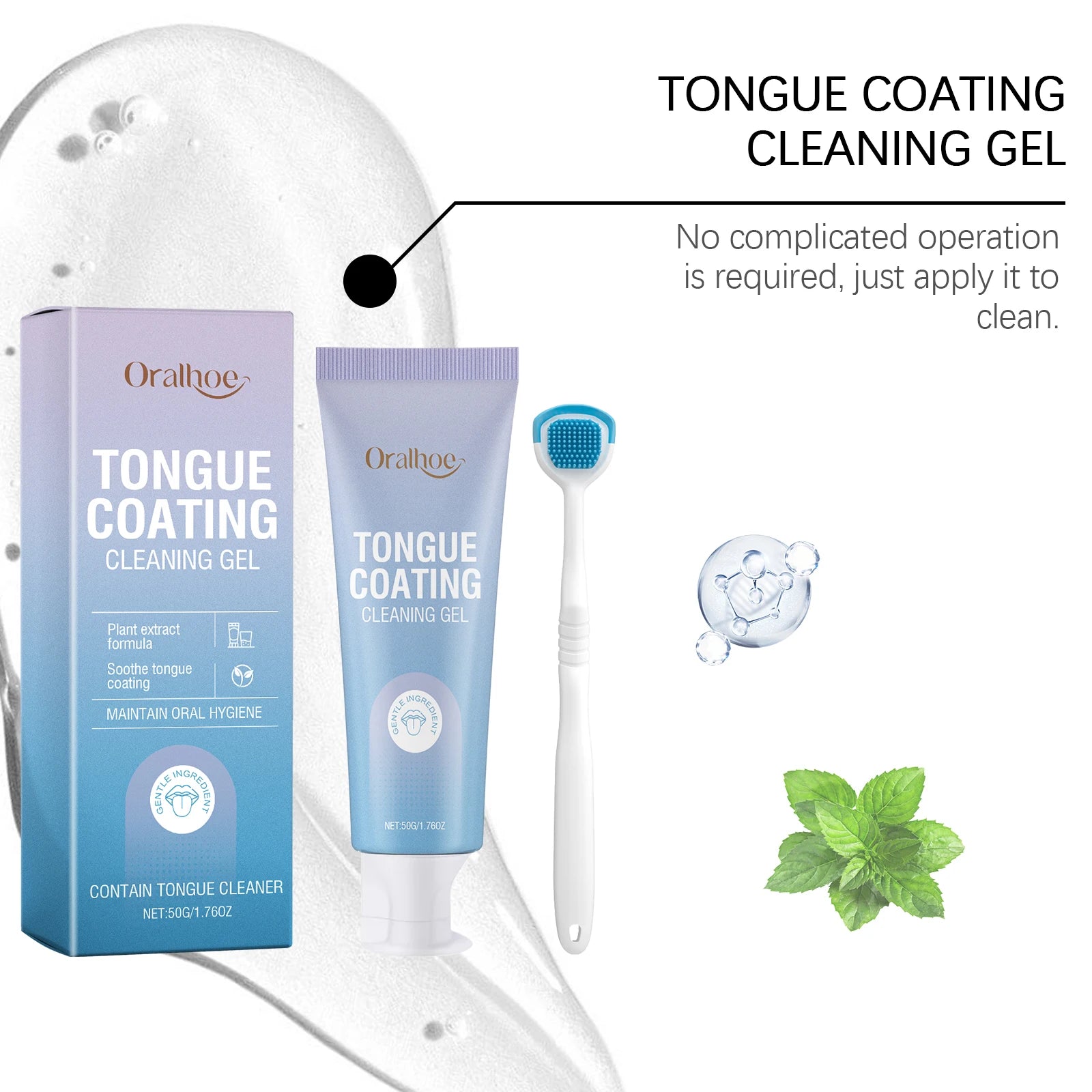 Tongue Cleaning Gel and Scraper Set for Fresh Breath - 14