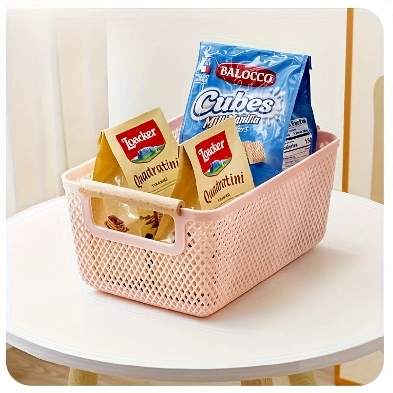 Multi-Purpose Hollow Storage Basket with Wood Handles