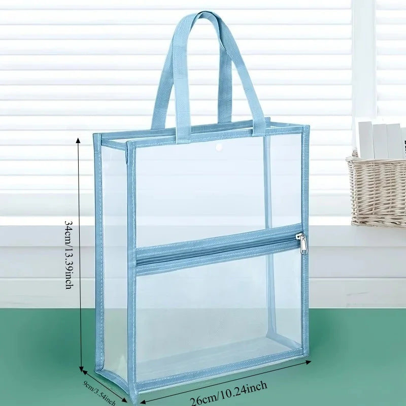 Transparent Mesh Document and Book Tote Bag for Students and Office - 18