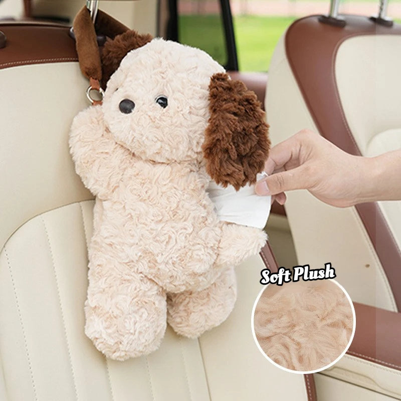 Cute Cartoon Plush Car Tissue Holder Hanging Organizer - 4