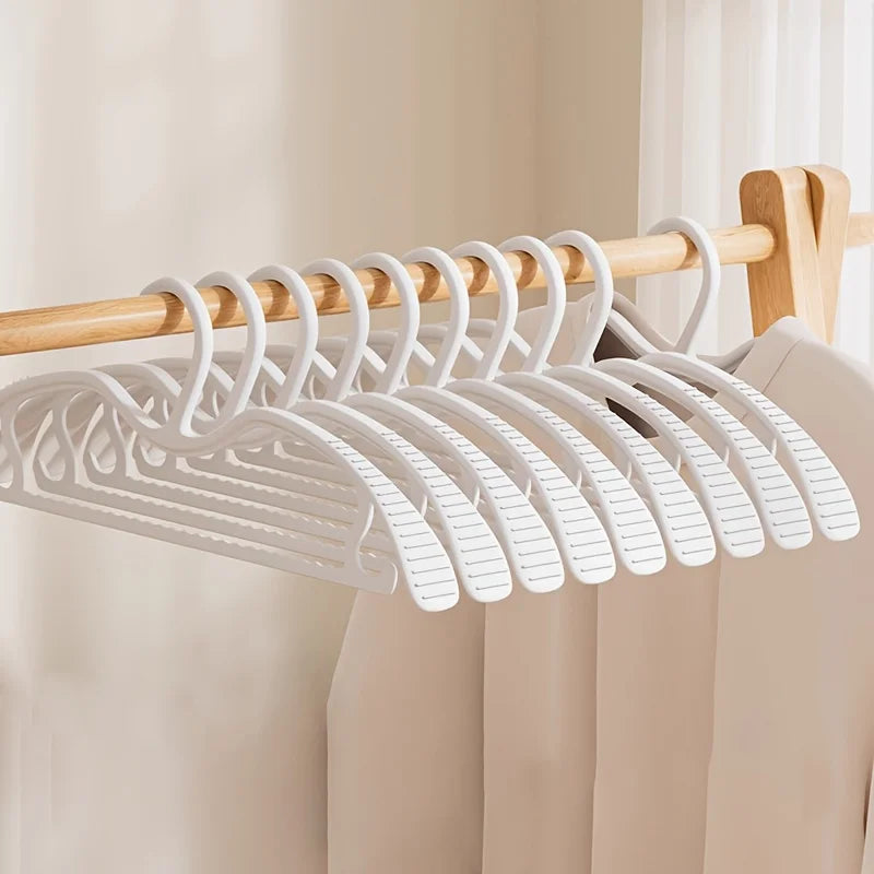 10 Pack Short Neck Clothes Hangers Space Saving Non Slip Coat Racks - 1