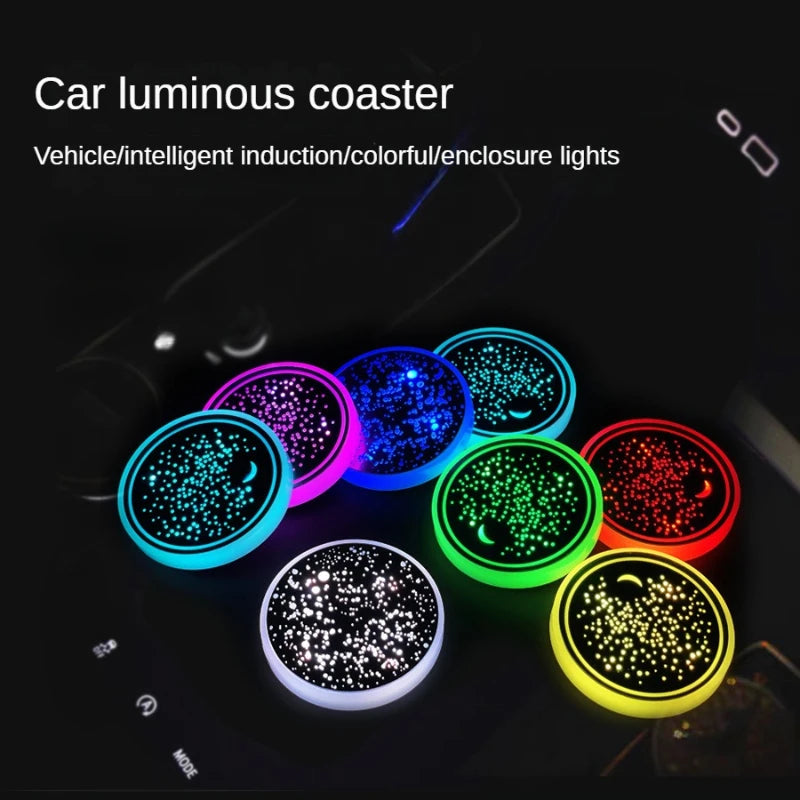 7-Color LED Car Cup Holder Coaster with Motion Sensor