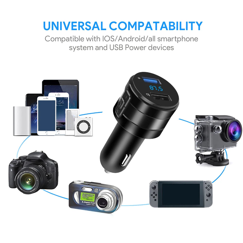 Bluetooth FM Transmitter and Dual USB Car Charger - 5