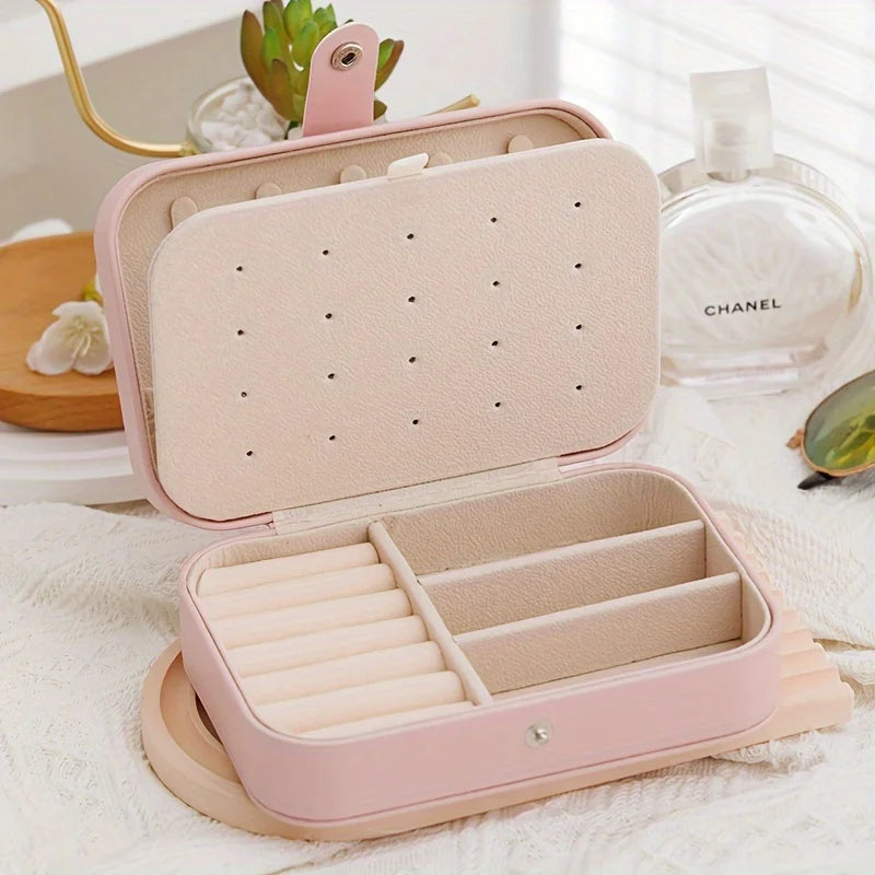 Portable Leather Travel Jewelry Organizer Case - 6