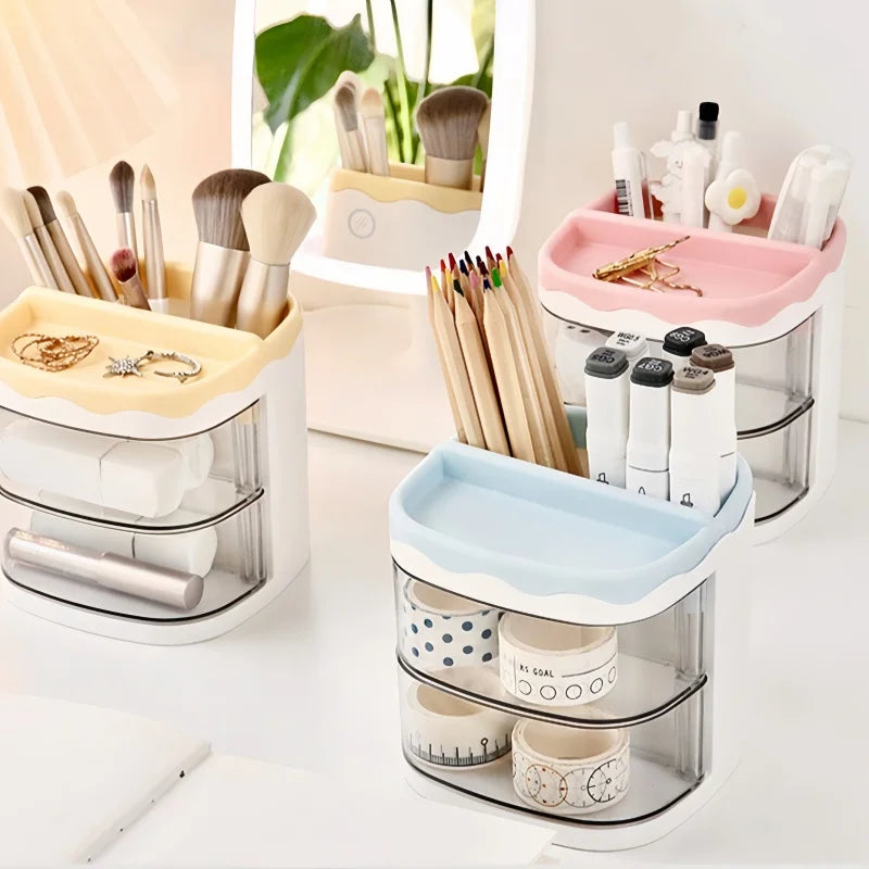 Multipurpose Desktop Organizer with Drawer for Stationery and Makeup