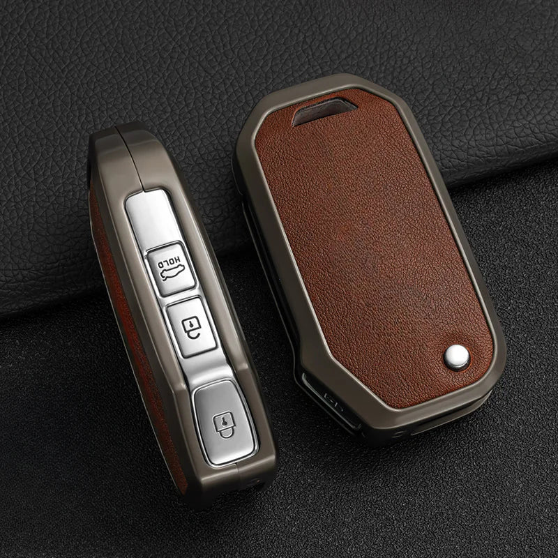 Leather and Zinc Alloy Car Key Case for Kia