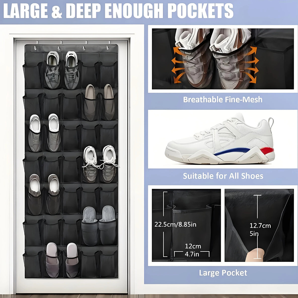 Over-the-Door Hanging Shoe and Accessory Organizer