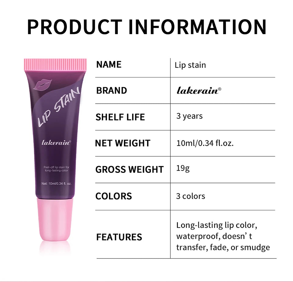 Waterproof Peel-Off Matte Liquid Lip Stain