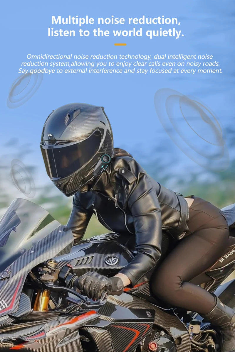 Bluetooth 5.4 Motorcycle Helmet Headset with 1080P Camera Intercom