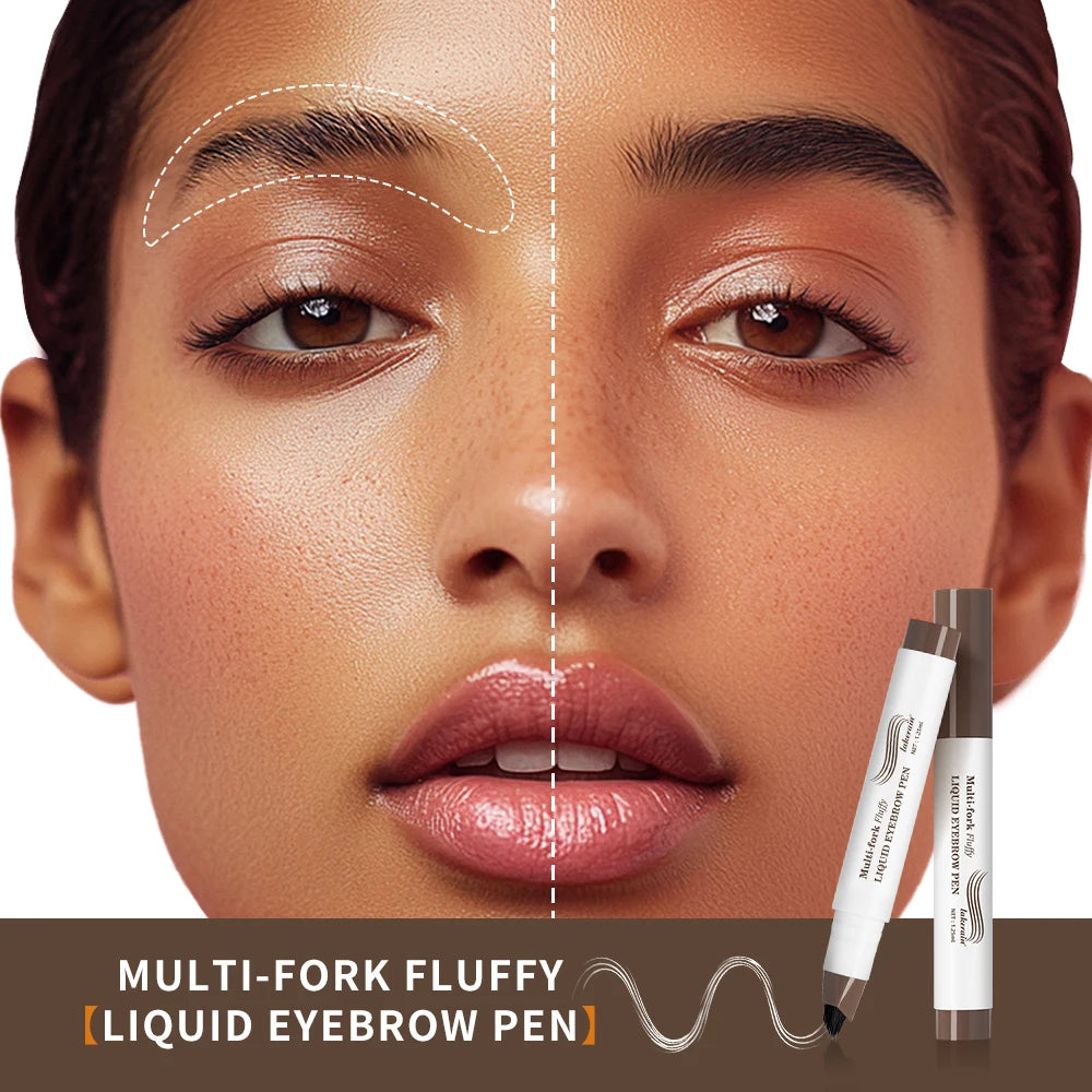 Waterproof Multi-Fork Liquid Eyebrow Pen for Natural Brows
