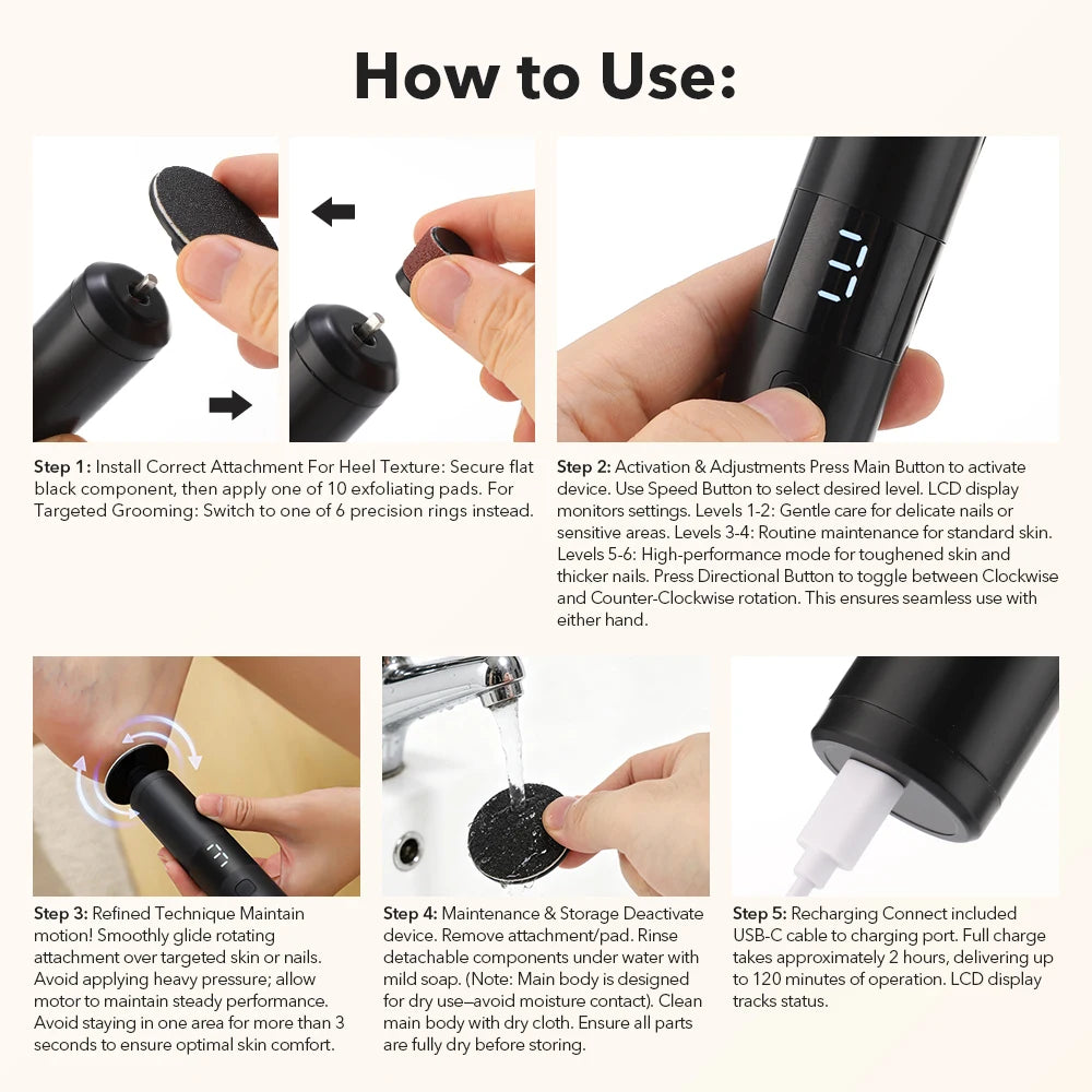 Electric Rechargeable Foot Callus Remover and Nail Care Tool